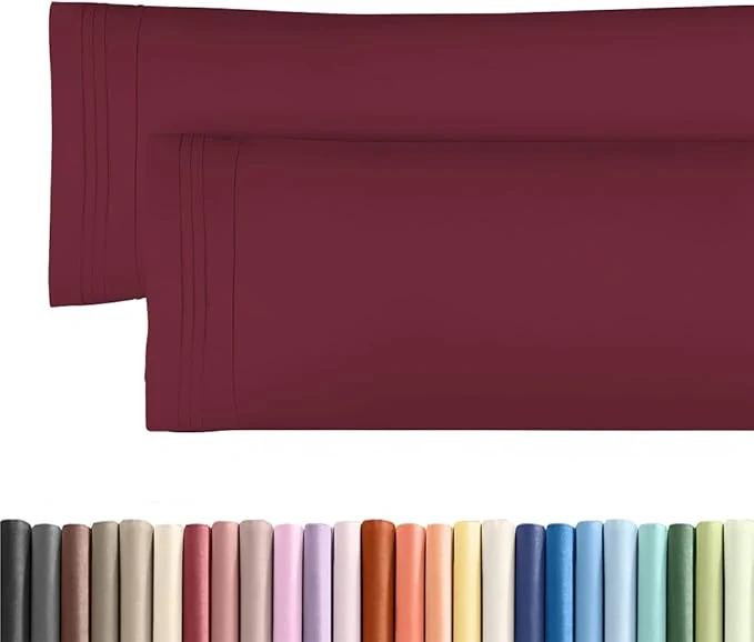 Refined Body Pillowcases Set of 2-20×54 Long Body Pillow Case – Soft Body Pillow Cover for Sleeping amp Side Sleepers – Comfy Wrinkle amp Fade – Machine Washable w Envelope Enclosure Burgundy Responsible