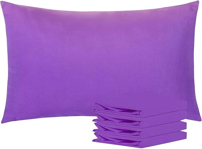 Premium NTBAY Queen Pillowcase Set – 4 Pack Brushed Microfiber 20×30 Pillowcases – Soft Wrinkle- Fade-Resistant Stain-Resistant Purple Pillowcases with Envelope Closure – 20×30 Inches Purple Smart