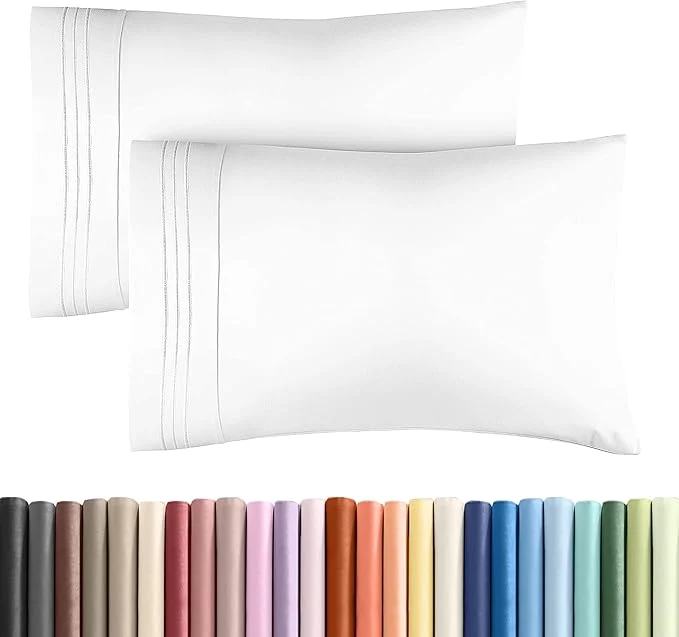 Stylish King Standard Pillow Cases Set of 2 – Ultra-Soft Hotel Quality Pillowcase Covers – Comfy Cozy amp Fade – Wrinkle Resistant – Machine Washable Pillow Protectors – 2 Piece Set – King Standard White First-Class