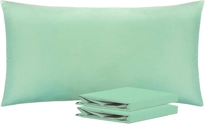 High-Performance NTBAY King Pillowcase Set – 2 Pack Brushed Microfiber 20×40 Pillowcases – Soft Wrinkle- Fade-Resistant Stain-Resistant Sea Green Pillowcases with Envelope Closure – 20×40 Inches Sea Green Exclusive