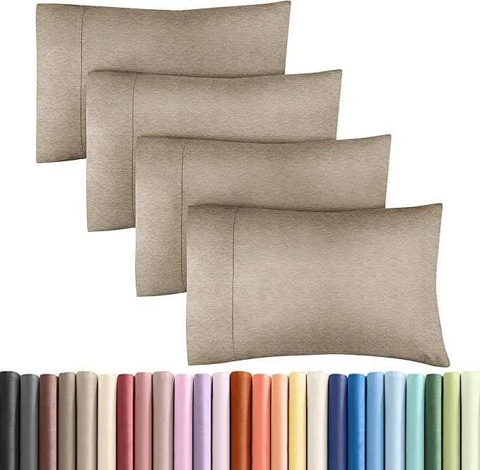 Consistent King Pillow Cases Set of 4 – Ultra Soft Hotel Quality Pillowcase Covers – Comfy Cozy amp Wrinkle – Shrinkage and Fade Resistant – Machine Washable Pillow Protectors – 4 Piece Set – Heathered Beige Trusted