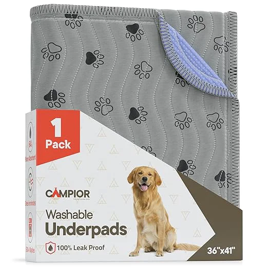 Official Washable Underpads 36 quot x41 quot Pack of 1 – Reusable Waterproof Bed Pads for Pets Kids amp Elderly Extra Heavy Absorbent Incontinence Training amp Bedwetting Pads Non-Slip TPU Backing Grey amp Blue Carefully Designed