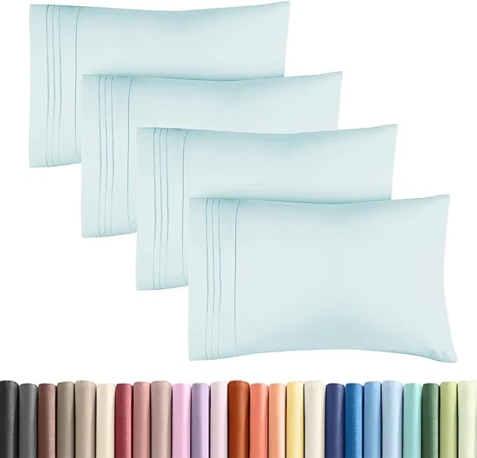Carefully Designed Standard Pillow Cases Set of 4 – Ultra Soft Hotel Quality Pillowcase Covers – Comfy Bedding for Women Men Kids amp Teens – Machine Washable Pillow Protectors – 4 Piece Set – Standard Size Ice Blue Advanced