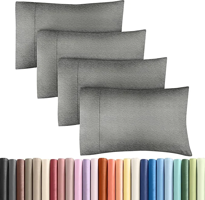 Versatile King Pillow Cases Set of 4 – Ultra Soft Hotel Quality Pillowcase Covers – Comfy Cozy amp Wrinkle – Shrinkage and Fade Resistant – Machine Washable Pillow Protectors – 4 Piece Set – Heathered Grey Proven