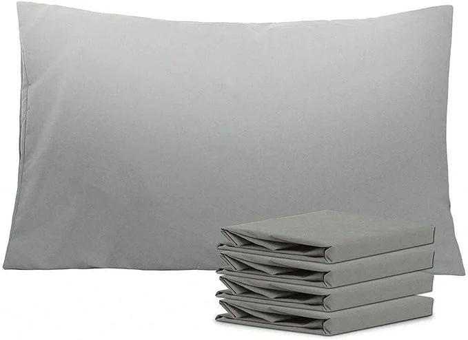 Classic NTBAY Queen Pillowcase Set – 4 Pack Brushed Microfiber 20×30 Pillowcases – Soft Wrinkle- Fade-Resistant Stain-Resistant Smoke Grey Pillowcases with Envelope Closure – 20×30 Inches Smoke Grey Pure