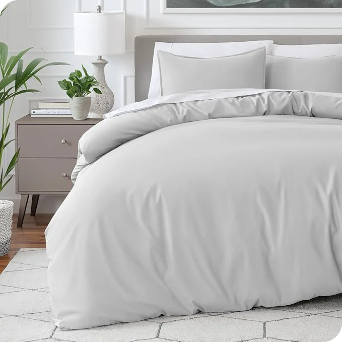 Organic Bare Home Bedding Duvet Cover Queen Size – Premium 1800 Super Soft Collection – Lightweight Cooling – Soft Breathable Bedding Duvet Cover Queen Cloud Grey Elegant