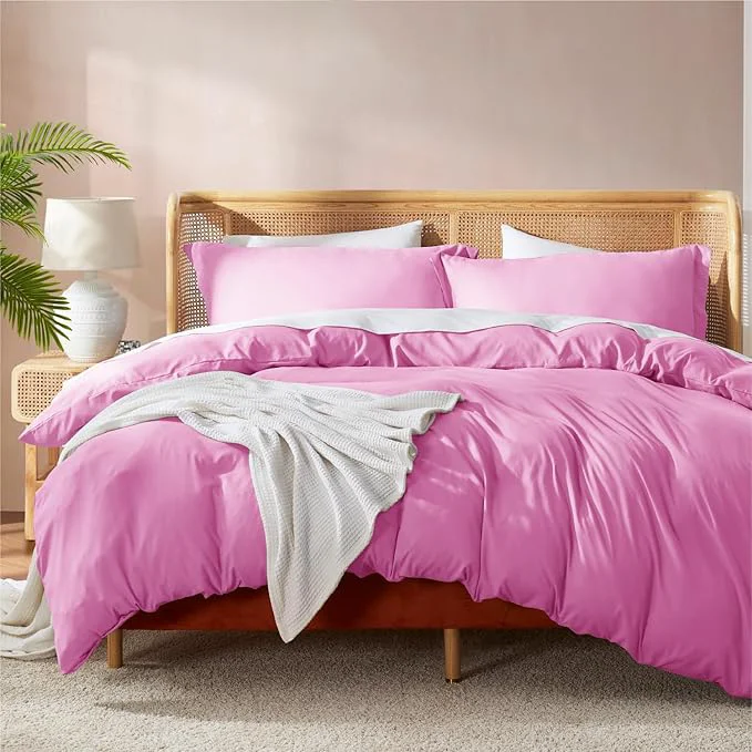 Elegant Nestl Light Pink Duvet Cover King Size – Soft Double Brushed King Duvet Cover Set 3 Piece with Button Closure 1 Duvet Cover 104×90 inches and 2 Pillow Shams Crafted