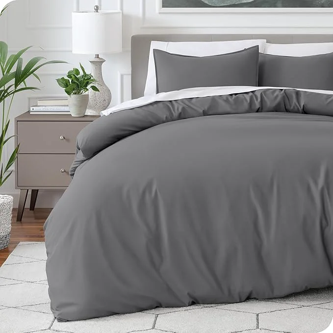 Casual Bare Home Bedding Duvet Cover Oversized Queen Size – Premium 1800 Super Soft Collection – Lightweight Cooling Duvet Cover – Soft Breathable Bedding Oversized Queen Grey Selected