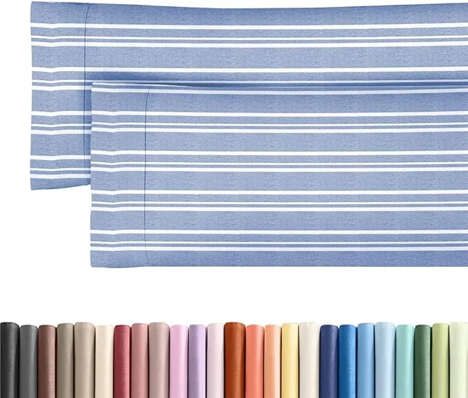 Original Design Body Pillowcases Set of 2-20×54 Long Body Pillow Case – Soft Body Pillow Cover for Sleeping amp Side Sleepers – Comfy Wrinkle amp Fade – Machine Washable w Envelope Enclosure Blue Stripes 3 Breathable