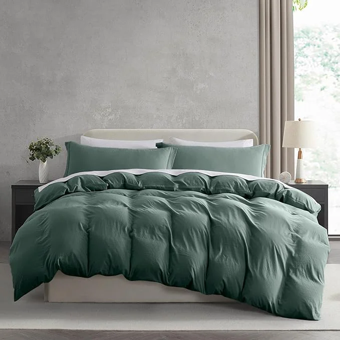 Flexible Nestl Forest Green Duvet Cover King Size – Soft Prewashed King Duvet Cover Set 3 Piece with Zipper Closure 1 Duvet Cover 104×90 inches and 2 Pillow Shams Superior