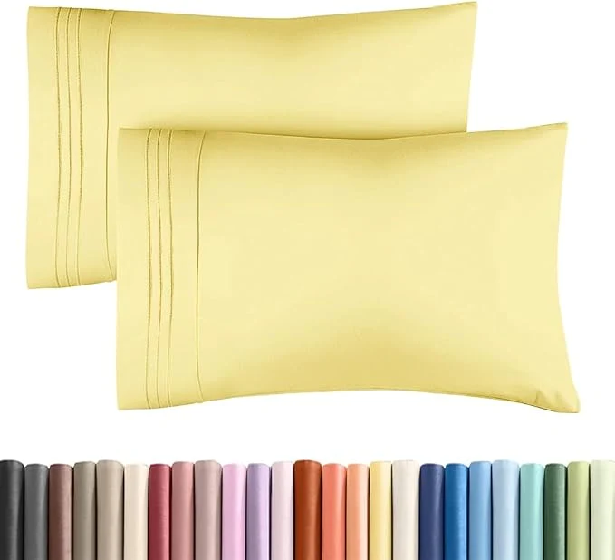 Breathable King Standard Pillow Cases Set of 2 – Ultra-Soft Hotel Quality Pillowcase Covers – Comfy Cozy amp Fade – Wrinkle Resistant – Machine Washable Pillow Protectors – 2 Piece Set – Yellow Casual