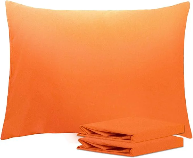 Natural NTBAY Standard Pillowcase Set – 2 Pack Brushed Microfiber 20×26 Pillowcases – Soft Wrinkle- Fade-Resistant Stain-Resistant Orange Pillowcases with Envelope Closure – 20×26 Inches Orange Expertly Made