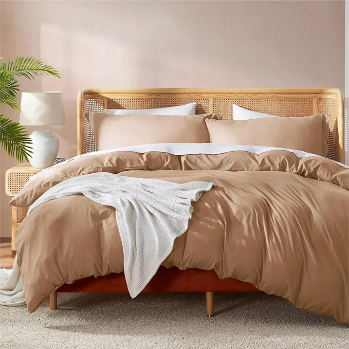 Expertly Made Nestl Mocha Brown Duvet Cover Full Size – Soft Double Brushed Full Size Duvet Cover Set 3 Piece with Button Closure 1 Duvet Cover 80×90 inches and 2 Pillow Shams Practical
