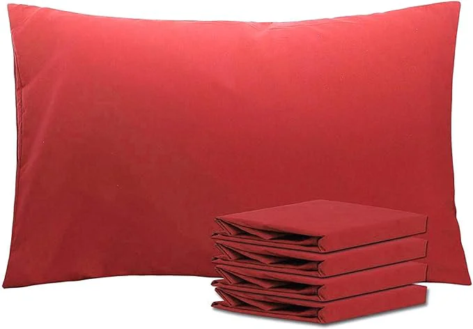 Natural NTBAY Queen Pillowcase Set – 4 Pack Brushed Microfiber 20×30 Pillowcases – Soft Wrinkle- Fade-Resistant Stain-Resistant Wine Red Pillowcases with Envelope Closure – 20×30 Inches Wine Red Recyclable