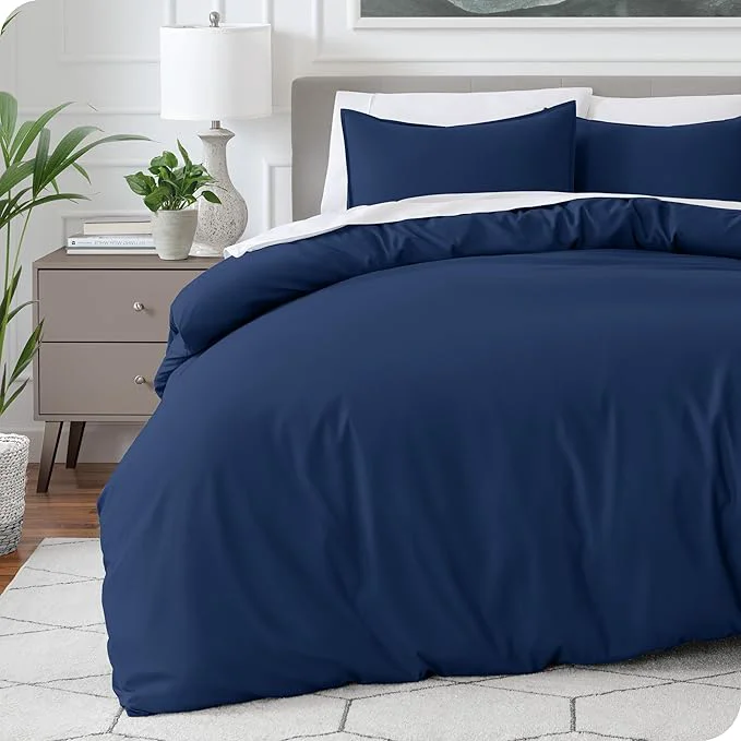 Crafted Bare Home Bedding Duvet Cover King Size – Premium 1800 Super Soft Collection – Lightweight Cooling – Soft Breathable Bedding Duvet Cover King Dark Blue Stylish