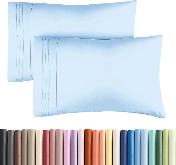 Premium Standard Pillow Cases Set of 2 – Soft Hotel Quality Pillowcase Covers – Comfy amp Wrinkle – Stain and Fade Resistant – Machine Washable Pillow Protectors – 2 Piece Set – Standard Size Light Blue Healthy