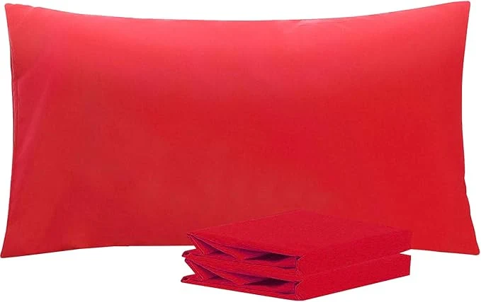 Lightweight NTBAY King Pillowcase Set – 2 Pack Brushed Microfiber 20×36 Pillowcases – Soft Wrinkle- Fade-Resistant Stain-Resistant Red Pillowcases with Envelope Closure – 20×36 Inches Red Smooth