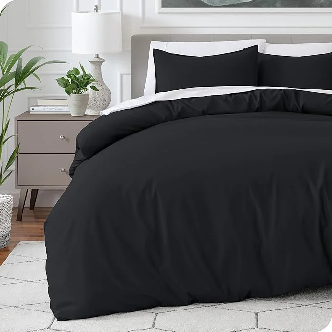 Functional Bare Home Bedding Duvet Cover Queen Size – Premium 1800 Super Soft Collection – Lightweight Cooling Duvet Cover – Soft Breathable Bedding Queen Black Responsible