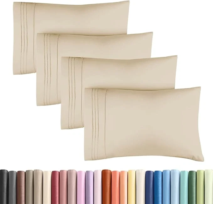 Healthy King Standard Pillow Cases Set of 4 – Soft Hotel Quality Pillowcase Covers – Comfy Bedding for Women Men Kids amp Teens – Machine Washable Pillow Protectors – 4 Piece Set – King Standard Size Wheat Breathable