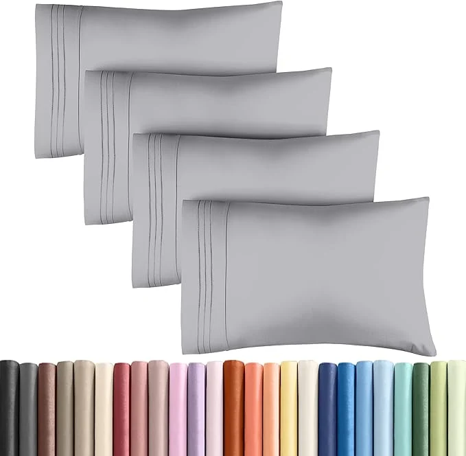 Pure King Pillow Cases Set of 4 – Ultra Soft Hotel Quality Pillowcase Covers – Comfy Cozy amp Wrinkle – Shrinkage Stain amp Fade Resistant – Machine Washable Pillow Protectors – 4 Piece Set – Steel Blue Environmentally Friendly