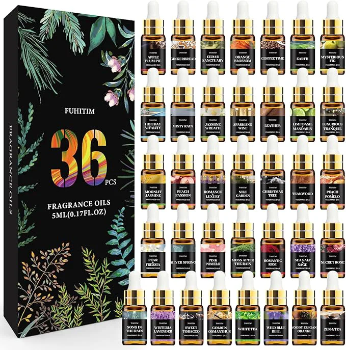 Smart 36 Pcs Fragrance Oil Set for Diffusers Humidifiers Skin Care Premium Clean