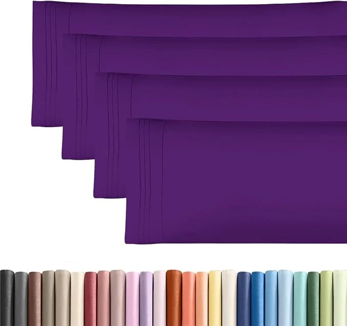 Enhanced Body Pillowcases Set of 4-20×54 Long Body Pillow Case – Soft Body Pillow Cover for Sleeping amp Side Sleepers – Comfy Cozy Breathable amp Fade – Machine Washable w Envelope Enclosure – Purple Classic