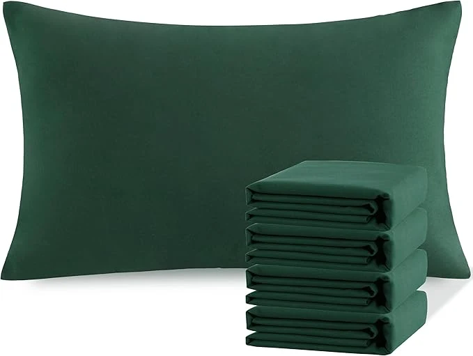 Sophisticated NTBAY Queen Pillowcase Set – 4 Pack Brushed Microfiber 20×30 Pillowcases – Soft Wrinkle- Fade-Resistant Stain-Resistant Dark Green Pillowcases with Envelope Closure – 20×30 Inches Dark Green Eco-Friendly