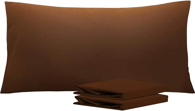 Smooth NTBAY King Pillowcase Set – 2 Pack Brushed Microfiber 20×40 Pillowcases – Soft Wrinkle- Fade-Resistant Stain-Resistant Brown Pillowcases with Envelope Closure – 20×40 Inches Brown Premium Material