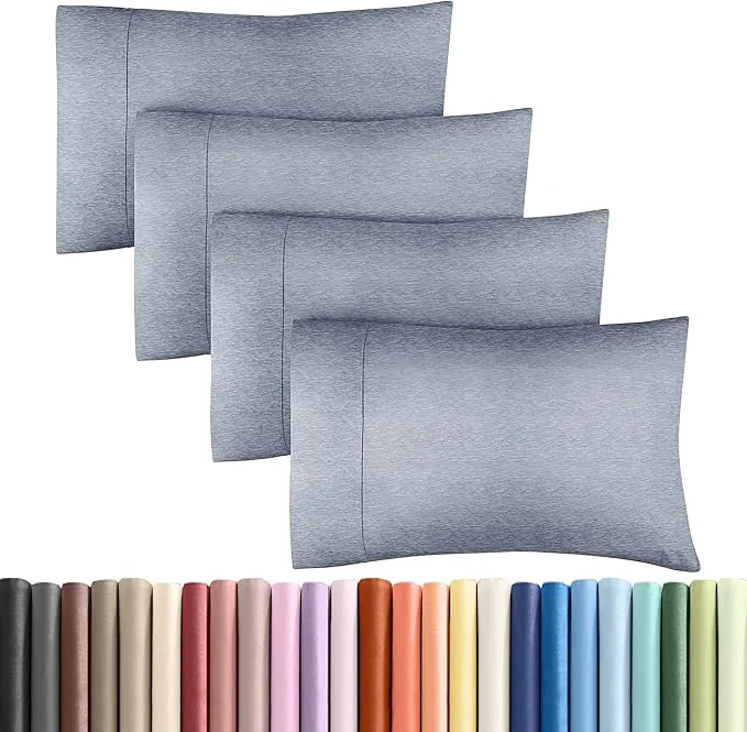 Trusted King Pillow Cases Set of 4 – Ultra Soft Hotel Quality Pillowcase Covers – Comfy Cozy amp Wrinkle – Shrinkage and Fade Resistant – Machine Washable Pillow Protectors – 4 Piece Set – Heathered Blue Consistent