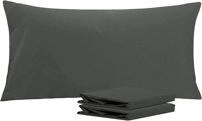 High-Grade NTBAY King Pillowcase Set – 2 Pack Brushed Microfiber 20×40 Pillowcases – Soft Wrinkle- Fade-Resistant Stain-Resistant Dark Grey Pillowcases with Envelope Closure – 20×40 Inches Dark Grey Original