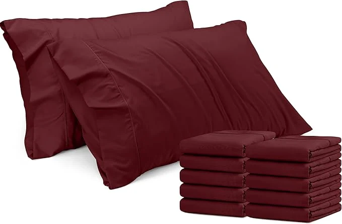 Next-Generation Utopia Bedding Queen Pillow Cases – 12 Pack – Envelope Closure – Soft Brushed Microfiber Fabric – Shrinkage and Fade Resistant Pillow Covers Queen Size 20 X 30 Inches Queen Burgundy Quality