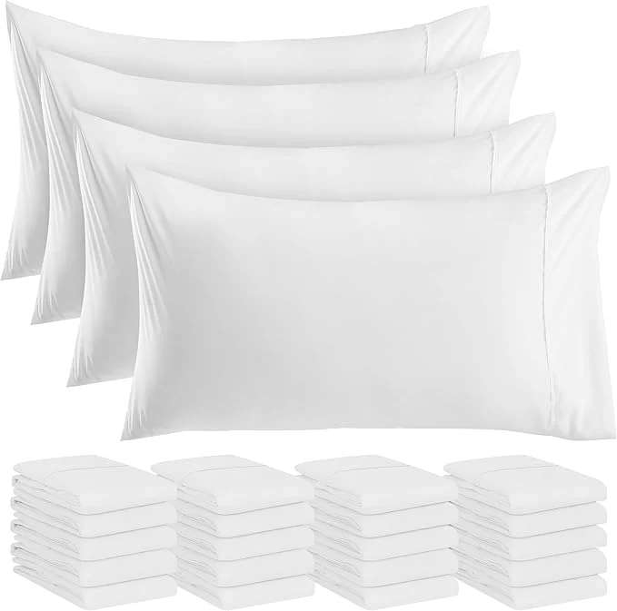 Trendy Utopia Bedding Queen Pillow Cases – 24 Pack – Envelope Closure – Soft Brushed Microfiber Fabric – Shrinkage and Fade Resistant Pillow Covers Queen Size 20 X 30 Inches Queen White Fine Crafted