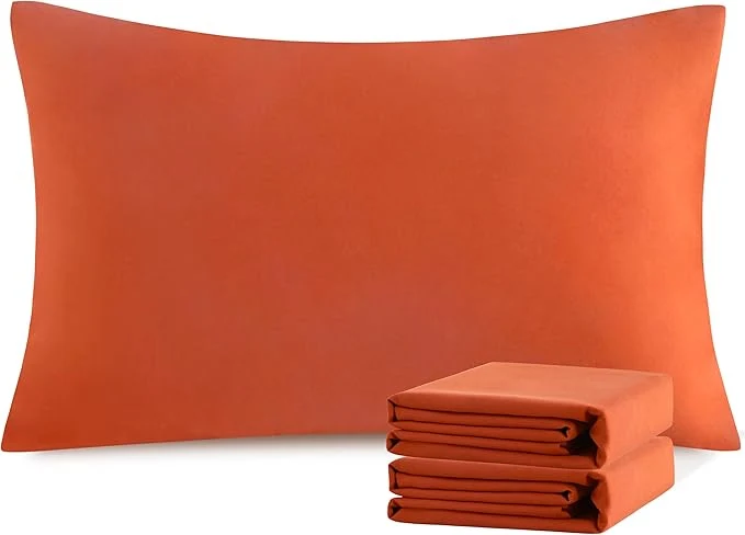 Efficient NTBAY King Pillowcase Set – 2 Pack Brushed Microfiber 20×36 Pillowcases – Soft Wrinkle- Fade-Resistant Stain-Resistant Brunt Orange Pillowcases with Envelope Closure – 20×36 Inches Traditional