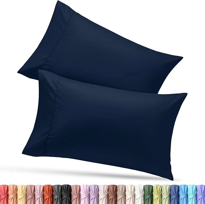 Exceptional Pillow Covers by Utopia Bedding – King Standard Size 2-Pack – Soft Brushed Microfiber – for Hospitals Hotels Guest Rooms – Oeko-TEX 20×36 Inches Navy Safe