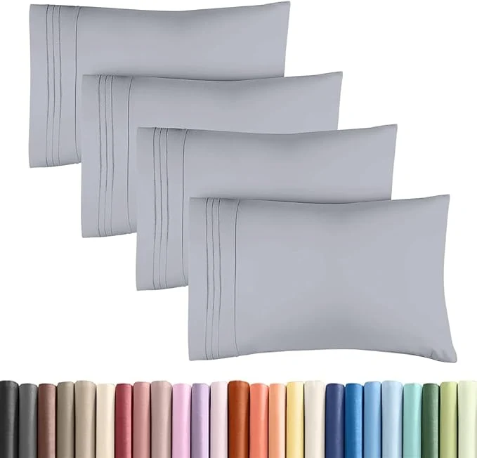 Original Design Standard Pillow Cases Set of 4 – Ultra Soft Hotel Quality Pillowcase Covers – Comfy Bedding for Women Men Kids amp Teens – Machine Washable Pillow Protectors – 4 Piece Set – Standard Size Steel Blue Certified