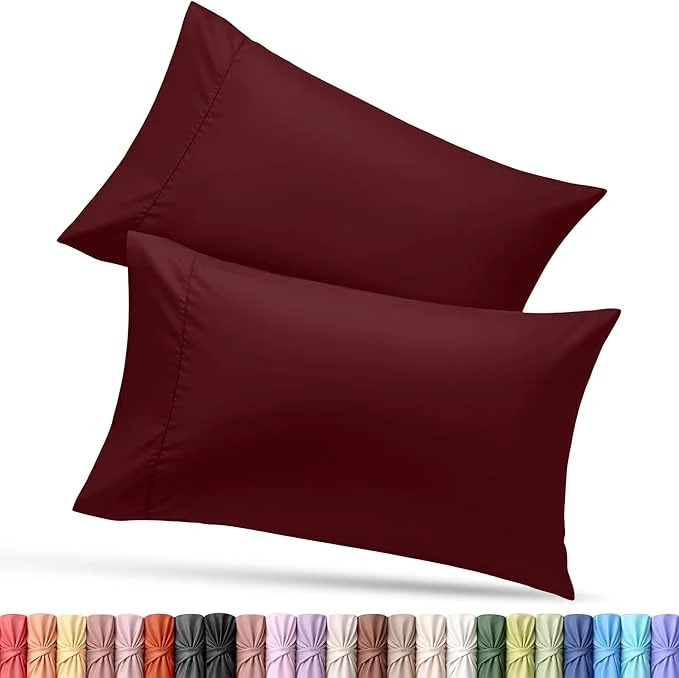 Fashionable Utopia Bedding Queen Pillow Cases – 2 Pack – Envelope Closure – Soft Brushed Microfiber Fabric – Shrinkage and Fade Resistant Pillow Covers Queen Size 20 X 30 Inches Queen Burgundy Certified