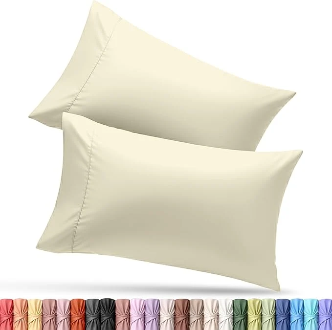 Elegant Utopia Bedding Queen Pillow Cases – 2 Pack – Envelope Closure – Soft Brushed Microfiber Fabric – Shrinkage and Fade Resistant Pillow Covers Queen Size 20 X 30 Inches Queen Ivory Superior