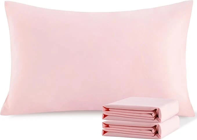 Long-Lasting NTBAY Standard Pillowcase Set – 2 Pack Brushed Microfiber 20×26 Pillowcases – Soft Wrinkle- Fade-Resistant Stain-Resistant Blush Pink Pillowcases with Envelope Closure – 20×26 Inches Quality