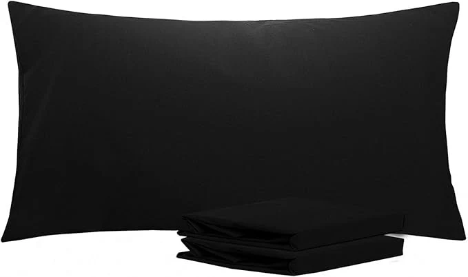 Smart NTBAY King Pillowcase Set – 2 Pack Brushed Microfiber 20×40 Pillowcases – Soft Wrinkle- Fade-Resistant Stain-Resistant Black Pillowcases with Envelope Closure – 20×40 Inches Black Original