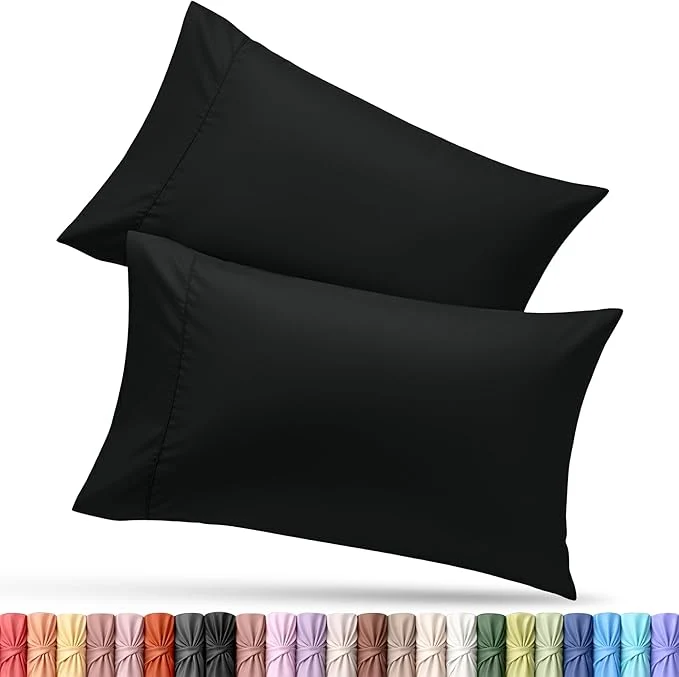 Safe Utopia Bedding King Pillow Cases – 2 Pack – Envelope Closure – Soft Brushed Microfiber Fabric – Shrinkage and Fade Resistant Pillow Covers King Size 20 X 40 Inches King Black Premium Material