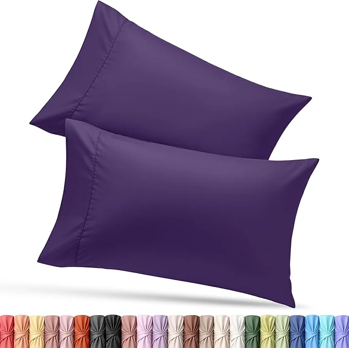 First-Class Utopia Bedding Queen Pillow Cases – 2 Pack – Envelope Closure – Soft Brushed Microfiber Fabric – Shrinkage and Fade Resistant Pillow Covers Queen Size 20 X 30 Inches Queen Egg Plant Detailed