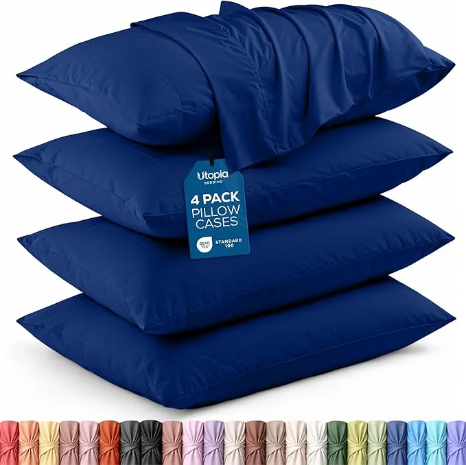 Elite Utopia Bedding King Pillow Cases – 4 Pack – Envelope Closure – Soft Brushed Microfiber Fabric – Shrinkage and Fade Resistant Pillow Covers King Size 20 X 40 Inches King Royal Blue Contemporary