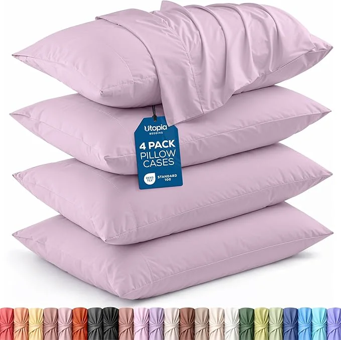 Dependable Utopia Bedding Queen Pillow Cases – 4 Pack – Envelope Closure – Soft Brushed Microfiber Fabric – Shrinkage and Fade Resistant Pillow Covers Queen Size 20 X 30 Inches Queen Lavender Durable