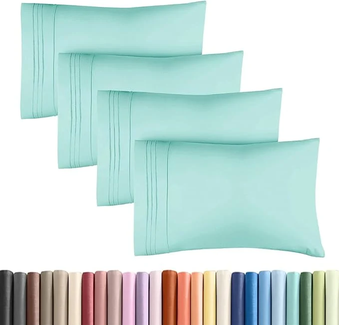 Secure Standard Pillow Cases Set of 4 – Ultra Soft Hotel Quality Pillowcase Covers – Comfy Bedding for Women Men Kids amp Teens – Machine Washable Pillow Protectors – 4 Piece Set – Standard Size Spa Blue Convenient