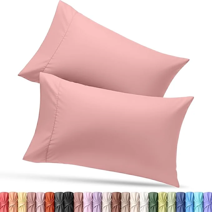 Organic Utopia Bedding Queen Pillow Cases – 2 Pack – Envelope Closure – Soft Brushed Microfiber Fabric – Shrinkage and Fade Resistant Pillow Covers Queen Size 20 X 30 Inches Queen Pink Classic