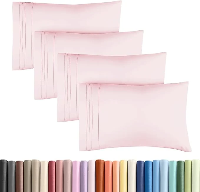Expertly Made Standard Pillow Cases Set of 4 – Ultra Soft Hotel Quality Pillowcase Covers – Comfy Bedding for Women Men Kids amp Teens – Machine Washable Pillow Protectors – 4 Piece – Standard Size Lavender Pink Healthy