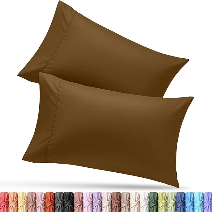 Elite Utopia Bedding Standard Pillow Cases – 2 Pack – Envelope Closure – Soft Brushed Microfiber Fabric – Shrinkage and Fade Resistant Pillow Covers Standard Size 20 X 26 Inches Standard Mocha Secure