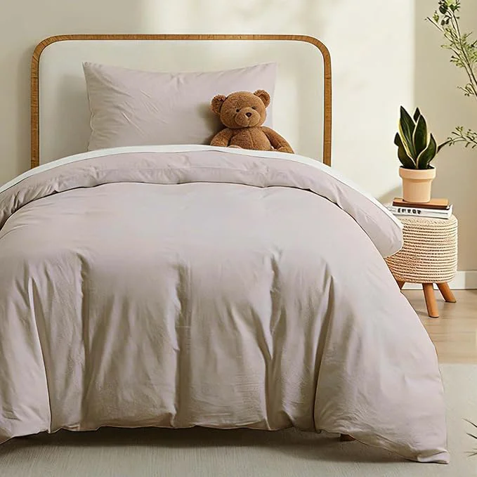 Carefully Designed LOVQUE Linen Light Grey Duvet Cover Twin Size Washed Cotton Linen Like Bedding Set with Zipper Closure No Comforter 68×90 Inches Eco-Friendly