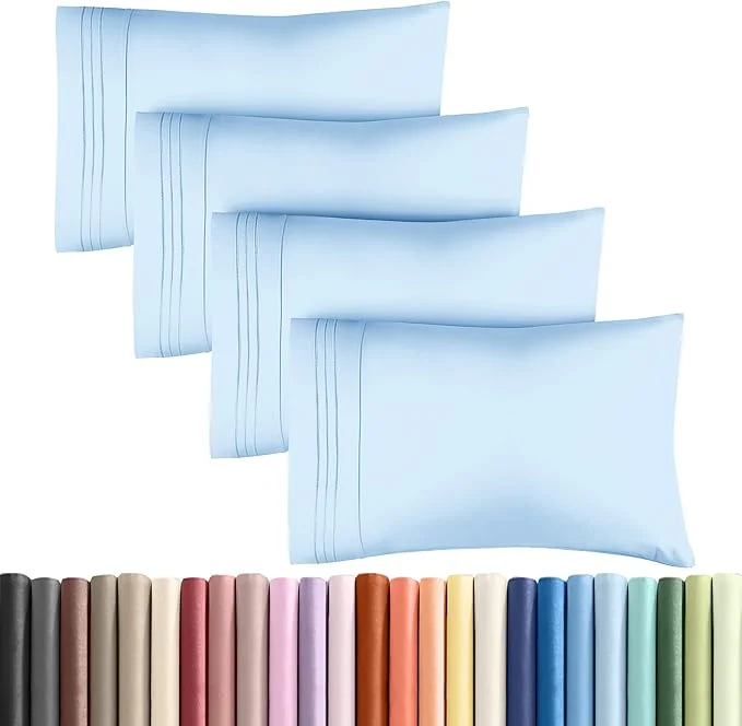 User-Friendly Queen Pillow Cases Set of 4 – Ultra Soft Hotel Quality Pillowcase Covers – Comfy Cozy amp Wrinkle – Shrink Stain amp Fade Resistant – Machine Washable Pillow Protectors – 4 Piece Set – Light Blue Comfortable