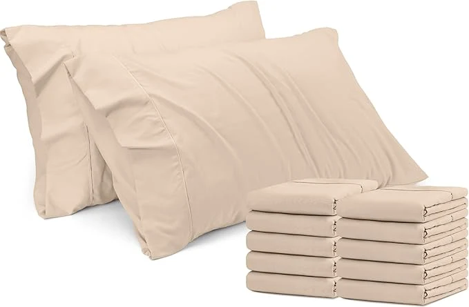 High-End Utopia Bedding Queen Pillow Cases – 12 Pack – Envelope Closure – Soft Brushed Microfiber Fabric – Shrinkage and Fade Resistant Pillow Covers Queen Size 20 X 30 Inches Queen Beige Optimized